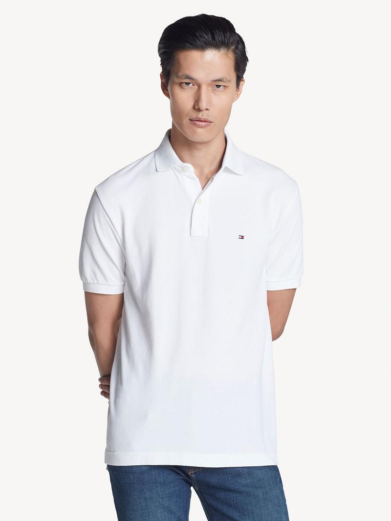 Férfi Tommy Hilfiger Classic fit solid Polos Fehér | HU 1073YXF